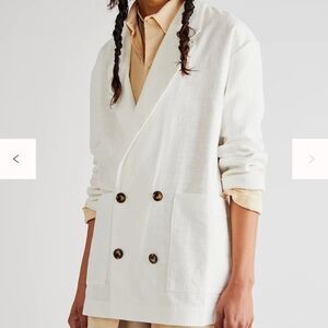 Aureta Oversized 100% Linen Blazer Ivory White